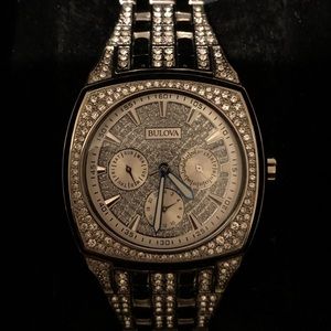 Men’s bulova watch with swarvoski crystals